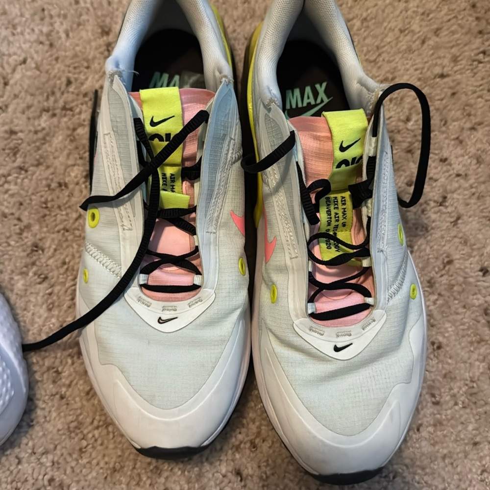 Air max size 10 white lime, green pink turquoise